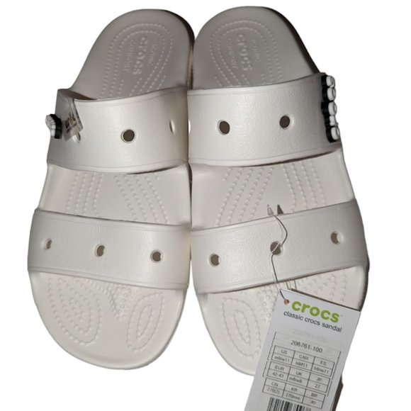 Crocs Unisex Sandals Men\'s Size 9 Women\'s Size 11 White & Jibbitz 206761-100 New main image 7